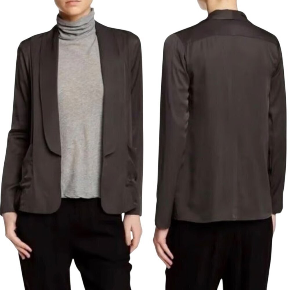 James Perse Los Angeles Black Satin Tuxedo Blazer Size 2 (Medium)